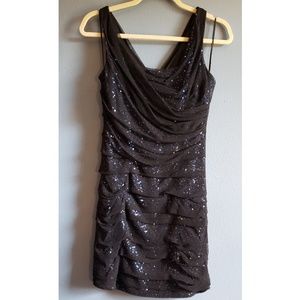 Express Blue Ruched sequins mini dress